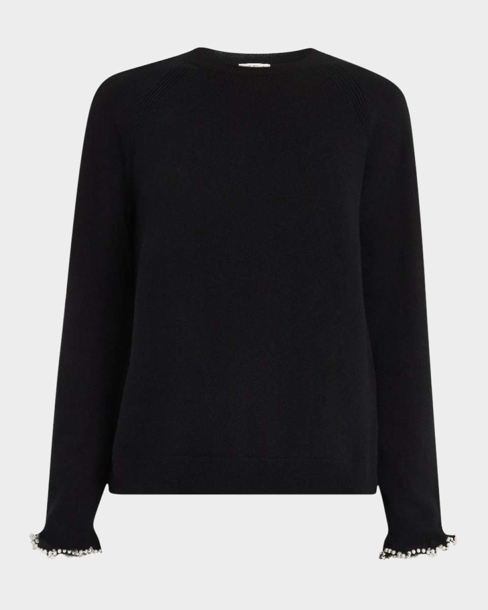 Bead-Trim Cashmere Sweater